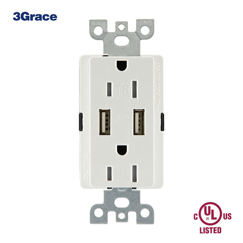 American Duplex USB Charger Receptacle With Tamper Resistant