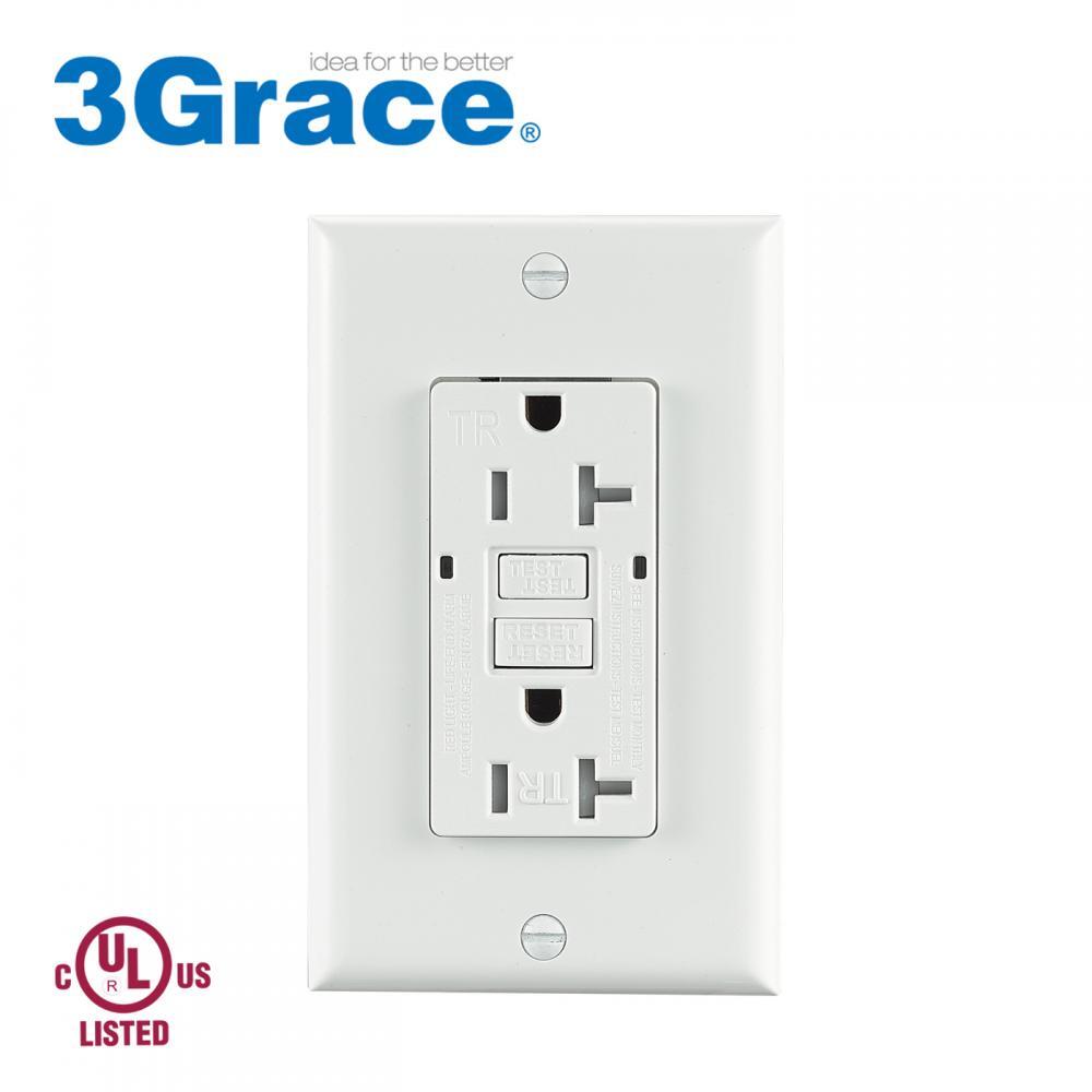 3Gang 125V White GFCI Receptacle Outlet