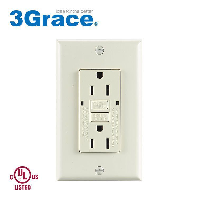 15 Amp Light Almond Self Test GFCI Outlet