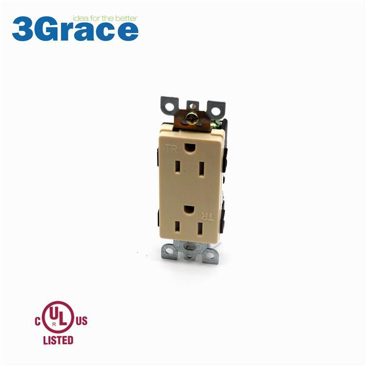 15A 125V Ivory Decorative Duplex Receptacle